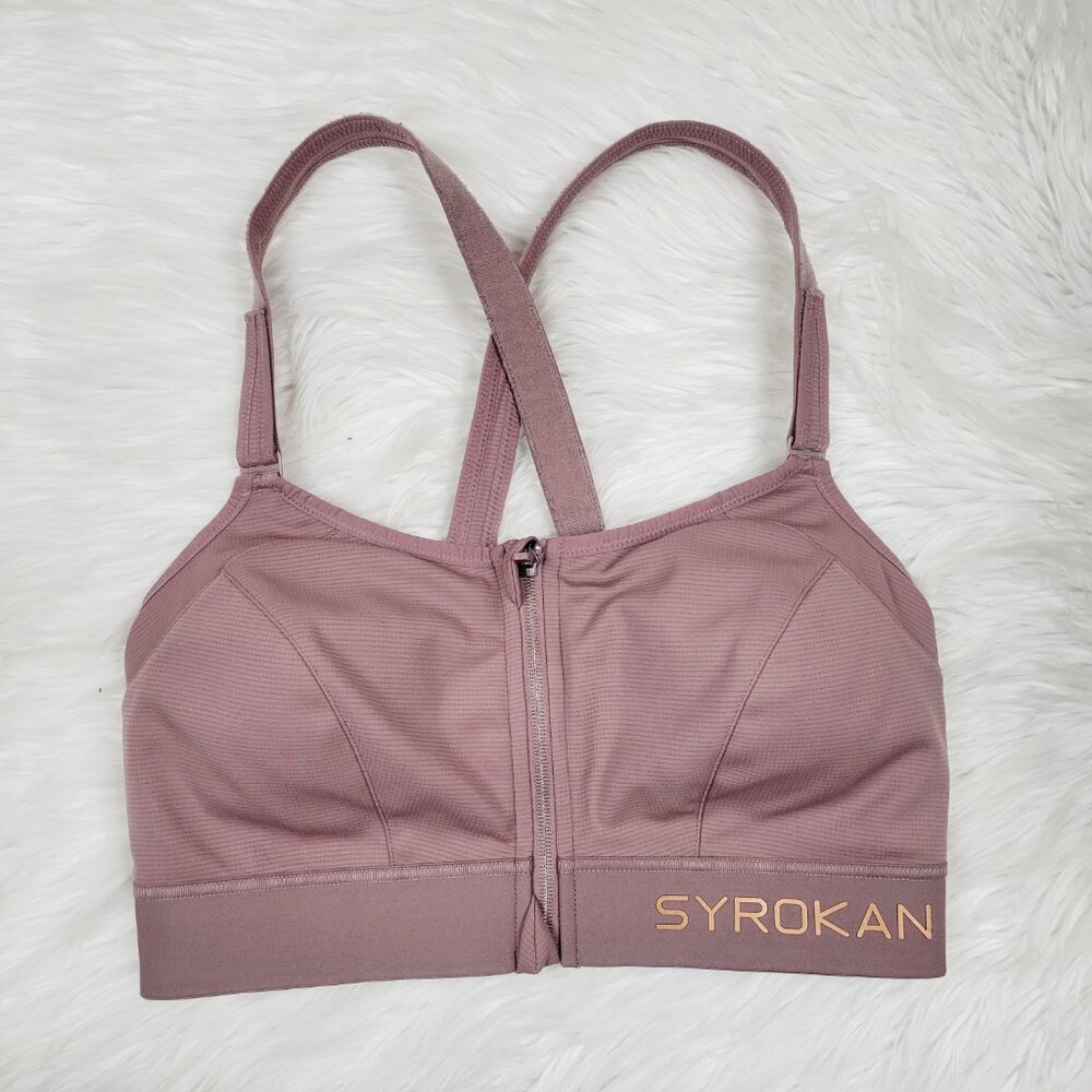 Syrokan Sports Bra Size 38F Pink High Impact Front Zip Padded A301S